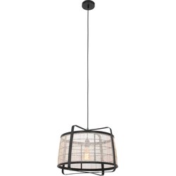 Anne Lighting - hanglamp - Capos - zwart - hout stof - Ø 48cm - E27 - 3511ZW