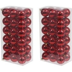 72x Kunststof kerstballen glanzend rood 6 cm kerstboom versiering/decoratie - Kerstbal