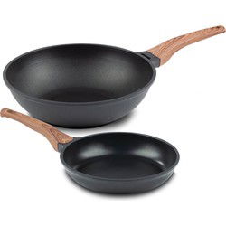 Rosmarino Black Line Koekenpan 24cm + wokpan 30cm