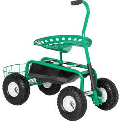 4goodz Tuinwagen met zitting, opbergmand voor tuingereedschap, verstelbare zithoogte 46-59 cm - tot 150 kg