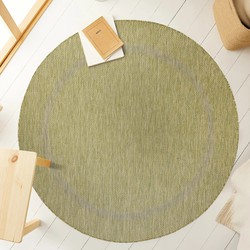 Relax Uni Binnen en Buiten - Rond Vloerkleed - Indoor & Outdoor - Laagpolig Effen - Groen- 160 CM ROND