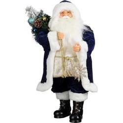 House of Seasons Kerstversiering Kerstman - 31x21x63 cm - Blauw