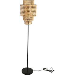 PTMD Redico Natural metal floor lamp rattan shade round