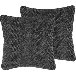 KONNI  - Sierkussen set van 2 - Donkerblauw - 45 x 45 cm - Katoen
