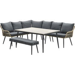 Margriet lounge-diningset - 6-delig - natural - mystic grey