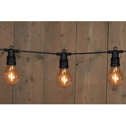 10 Partylights met filament 6cm led classic 10m/3m aanloopsnoer zwart