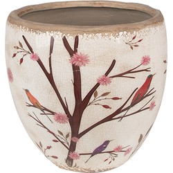 Clayre & Eef Bloempot  Ø 18x17 cm Beige Bruin Keramiek Takken Bloempot Binnen