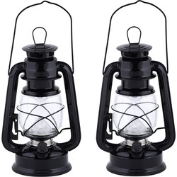 Fancy Flames Lantaarn op batterijen - 4x - zwart - LED - 11,5x15x24 cm - Lantaarns