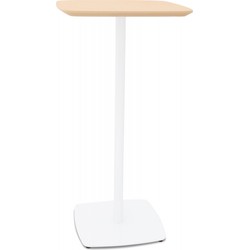 Hoge tafel 'PATATI' in hout met natuurlijke afwerking en wit metaal - 60X60 CM