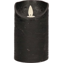 1x LED kaarsen/stompkaarsen zwart met dansvlam 12,5 cm - LED kaarsen
