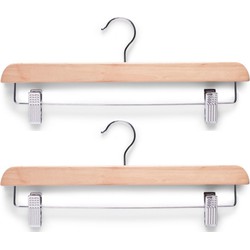 10x Luxe houten broekhangers/rokhangers kledinghangers 36 cm - Kledinghangers