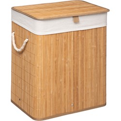 Decopatent® Grote Bamboe Wasmand met deksel - 60 L - Wasmand 1 Vak met stoffen waszak - Opvouwbaar - Wassorteerder - Naturel