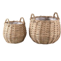 PTMD Mand Tifa - 52x52x39 cm - Wilg - Naturel - Set van 2