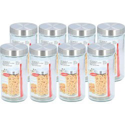 Glazen luxe voorraadpot/voorraadbus 1500 ml - 8x - 1,5 liter - 22 cm - Voorraadpot