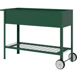 4goodz Verhoogd Kweekbed met Wielen Plantenbak Metaal - Groen