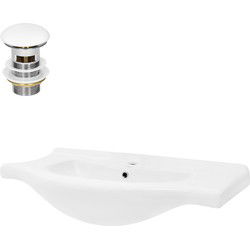 Wastafel incl. afvoergarnituur wit met overloop 86x51,5x21,5 cm wit keramiek ML design