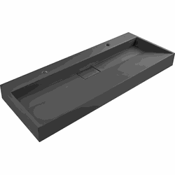 QUENKO - Dubbele wastafel - Zwart - 120 x 46 cm - Mineraalgietwerk