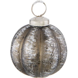 Clayre & Eef Kerstbal  Ø 7 cm Zilverkleurig Glas Rond Kerstboomversiering