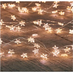 Kerstverlichting sterretjes met timer warm wit 1 meter - Lichtsnoeren