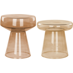 LAGUNA/CALDERA - Bijzettafel set van 2 - Goudbruin - Glas