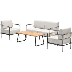 Lisboa loungeset - 4-delig - carbon black - teak look
