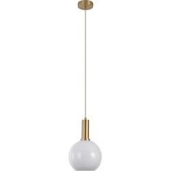 Chelsea Pendant - Pendant in ball shaped white glass and brass socket, 150 cm fabric cord 150 cm fabric cord Bulb: E27/40W