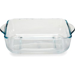 Pasabahce Ovenschaal van borosilicaat glas - vierkant - 2 Liter - 25,5 x 22 x 6 cm - Ovenschalen