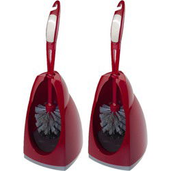Buemag Toiletborstel - 2x - met houder - rood - 41 cm - Toiletborstels