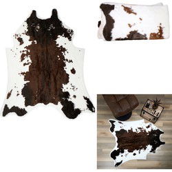 4goodz Vloerkleed Koe vacht Polyester 135x140 cm - Bruin Wit - Rodeo Vacht - Imitatie Dierenhuid