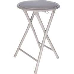 5Five Bijzet krukje/stoel - Opvouwbaar - beige - D30 x H46 cm - Krukjes