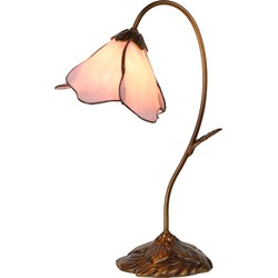 LumiLamp Tiffany Tafellamp  30x48 cm  Roze Glas Tiffany Bureaulamp