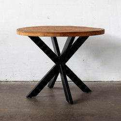 Ronde Eettafel - Hout - Metaal - 100x100x78 - Thijs - Giga Meubel