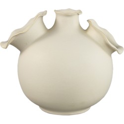 PTMD Umme Cream Round Glazed Ceramic Vase Wavy Edges M