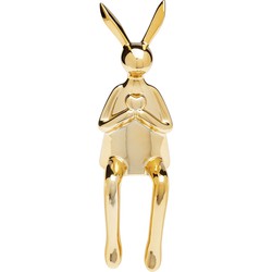 Decofiguur Sitting Rabbit Heart Gold 29cm