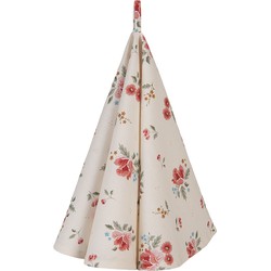 Clayre & Eef Theedoek  Ø 80 cm Beige Katoen Rond Rozen Keukenhanddoek