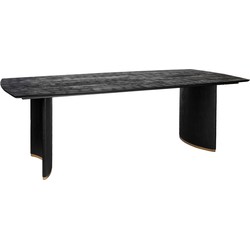 PTMD Ostara Black mango wood diningtable 200cm gold leg