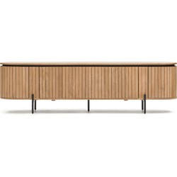 Kave Home - Licia TV-meubel met 4 deuren in massief mangohout en zwart gelakt metaal 200 x 55 cm