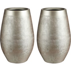 2x stuks bloemenvaas goud keramiek voor boeketten/takken/bloemen H40 x D26 cm - Vazen