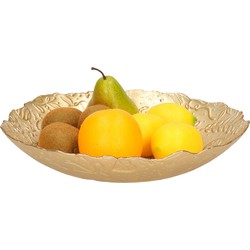 Decoratie schaal/fruitschaal van glas goud rond D30 x H6 cm - Schalen