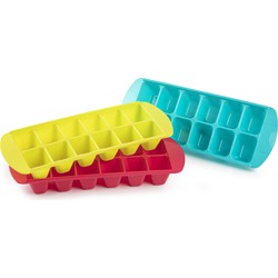 3x stuks IJsblokjes/ijsklontjes maken bakjes in 3 felle kleuren 29 x 11 cm - IJsblokjesvormen