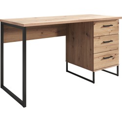 Meubella Bureau Saturn - Eiken - Zwart - 138 cm