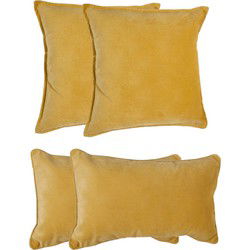 Atmosphera Bank/sierkussens Sophia - set 4x - Okergeel - polyester - met rits - In 2 formaten - Sierkussens