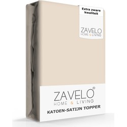 Zavelo Deluxe Katoen-Satijn Topper Hoeslaken Zand-Lits-jumeaux (180x220 cm)