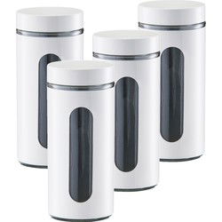 Zeller voedsel keuken voorrraadpot - 4x - metaal - wit - 1200 ml - Voorraadblikken