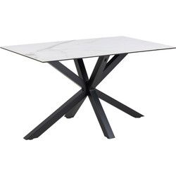 Eettafel Rechthoek - Wit Keramiek - 135x80x75,5cm - Harrie
