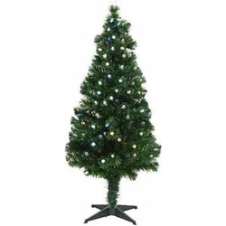 Tweedekans kunst kerstboom - fiber - 150 cm - met kerstverlichting - Kunstkerstboom
