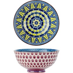 Oosterse serveerschaal - blauw - rond - 12 cm - porselein - soepkom - diep bord - Serveerschalen