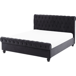 AVALLON  - Tweepersoonsbed - Zwart - 140 x 200 cm - Fluweel