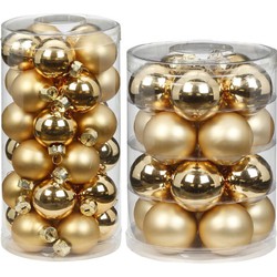 60x stuks glazen kerstballen elegant goud mix 4 en 6 cm glans en mat - Kerstbal