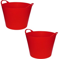 2x stuks rode flexibele opbergmand/emmer 42 liter - Wasmanden